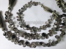 Black Rutile Faceted Pear Shape Beads